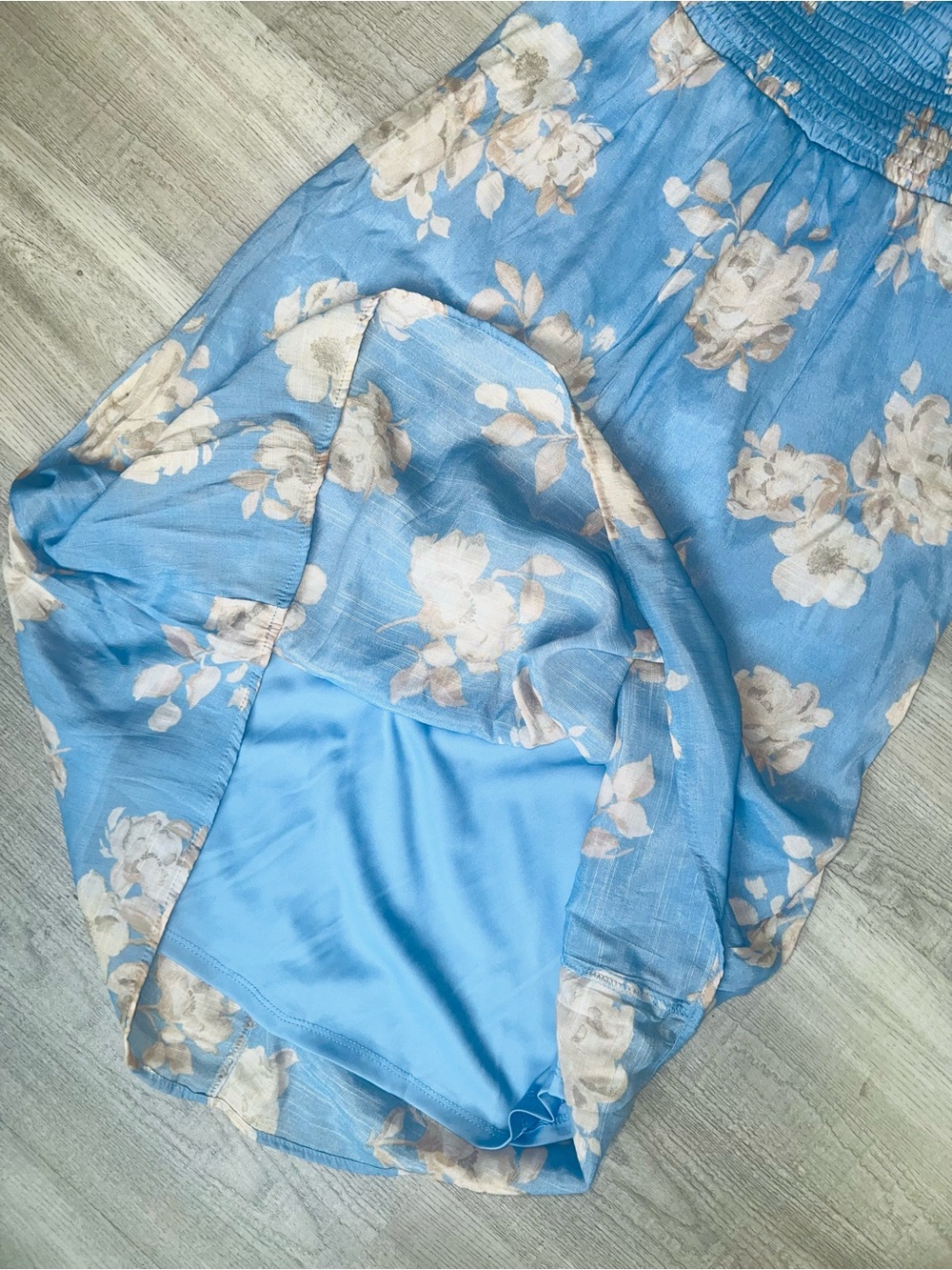 NWT Women's Blue Floral Midi Dress Puff Sleeve Smocked Twist Front A-Line - Picture 14 of 14